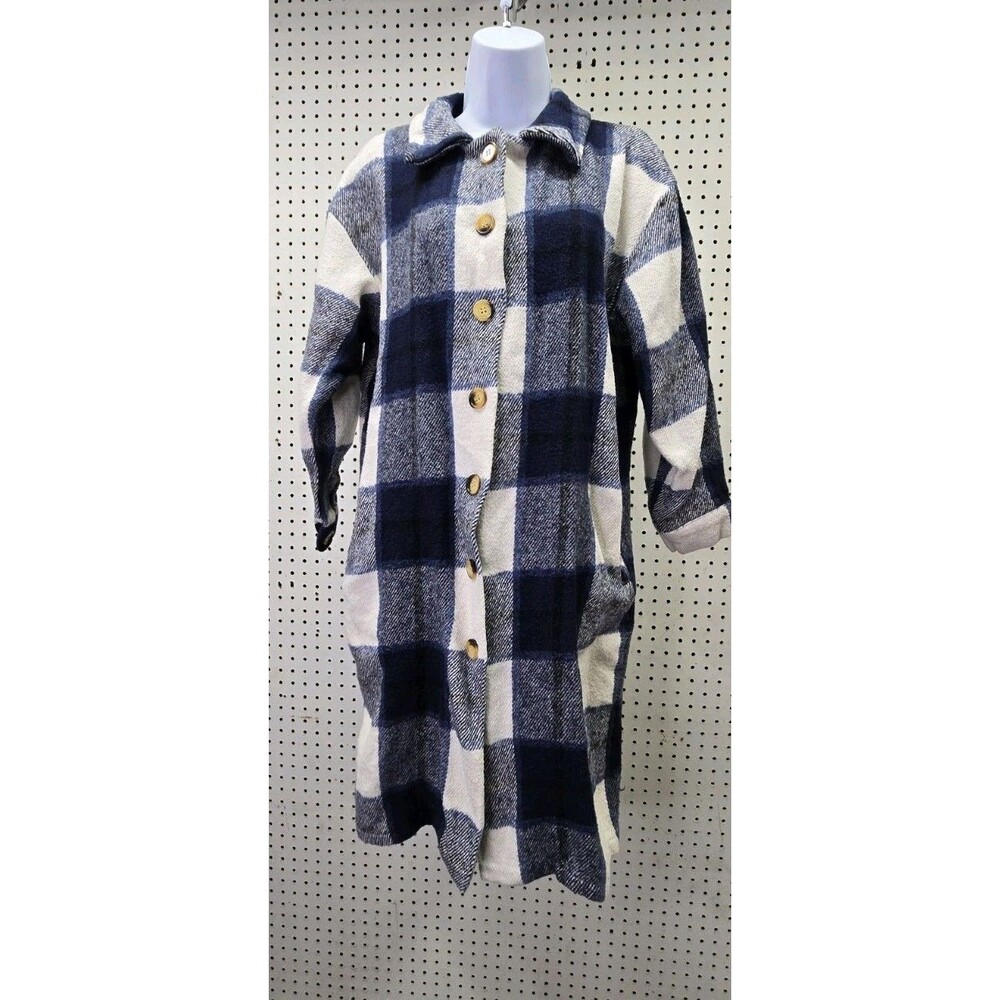 Lands DownUnder Blue Buffalo Check Dress / Jacket Made in Italy Sz L